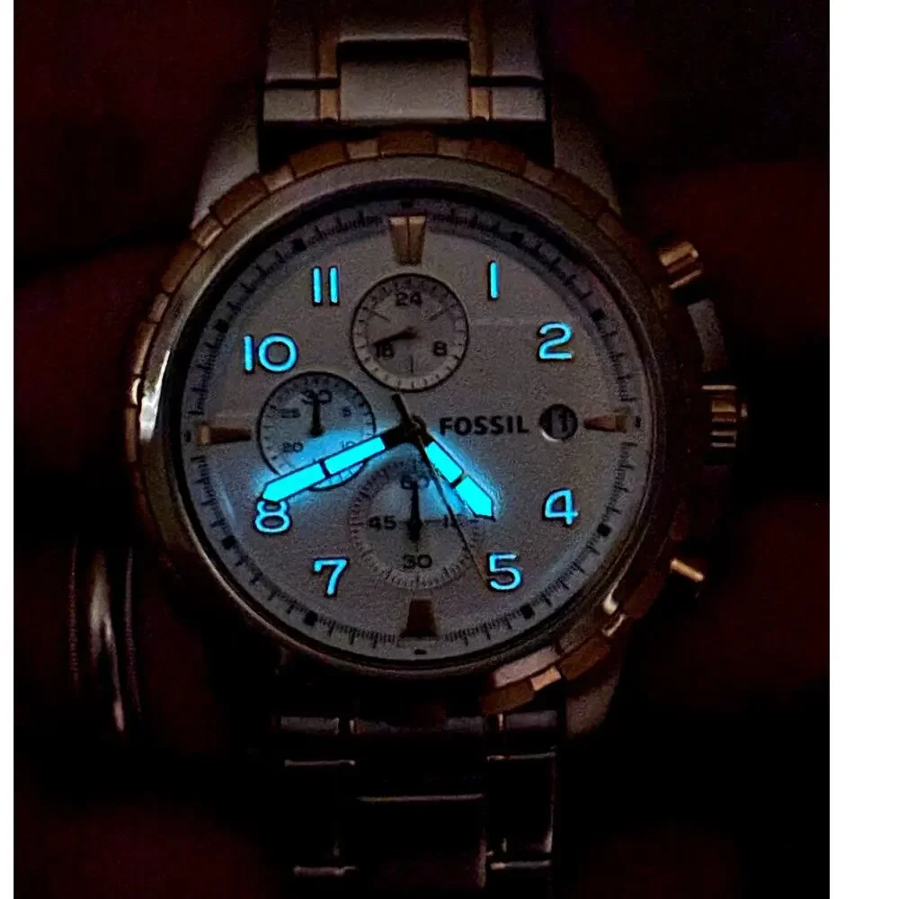 Fossil Dean FS4795 Two-Tone Chronograph Silver Dial 45mm Men's Watch